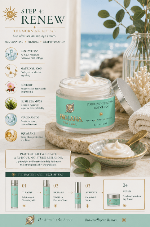 Frolana Natural Timeless Hydration Day Cream as the moisturizing step in a morning skincare ritual for mature skin
