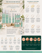 Frolana Natural 8-piece complete skincare set benefits infographic, showcasing visible before-and-after complexion results, barrier strength, and cellular reset for the 40+ demographic.