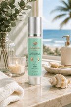 Frolana Natural Soft Renewal Cleansing Milk on a coastal bathroom vanity