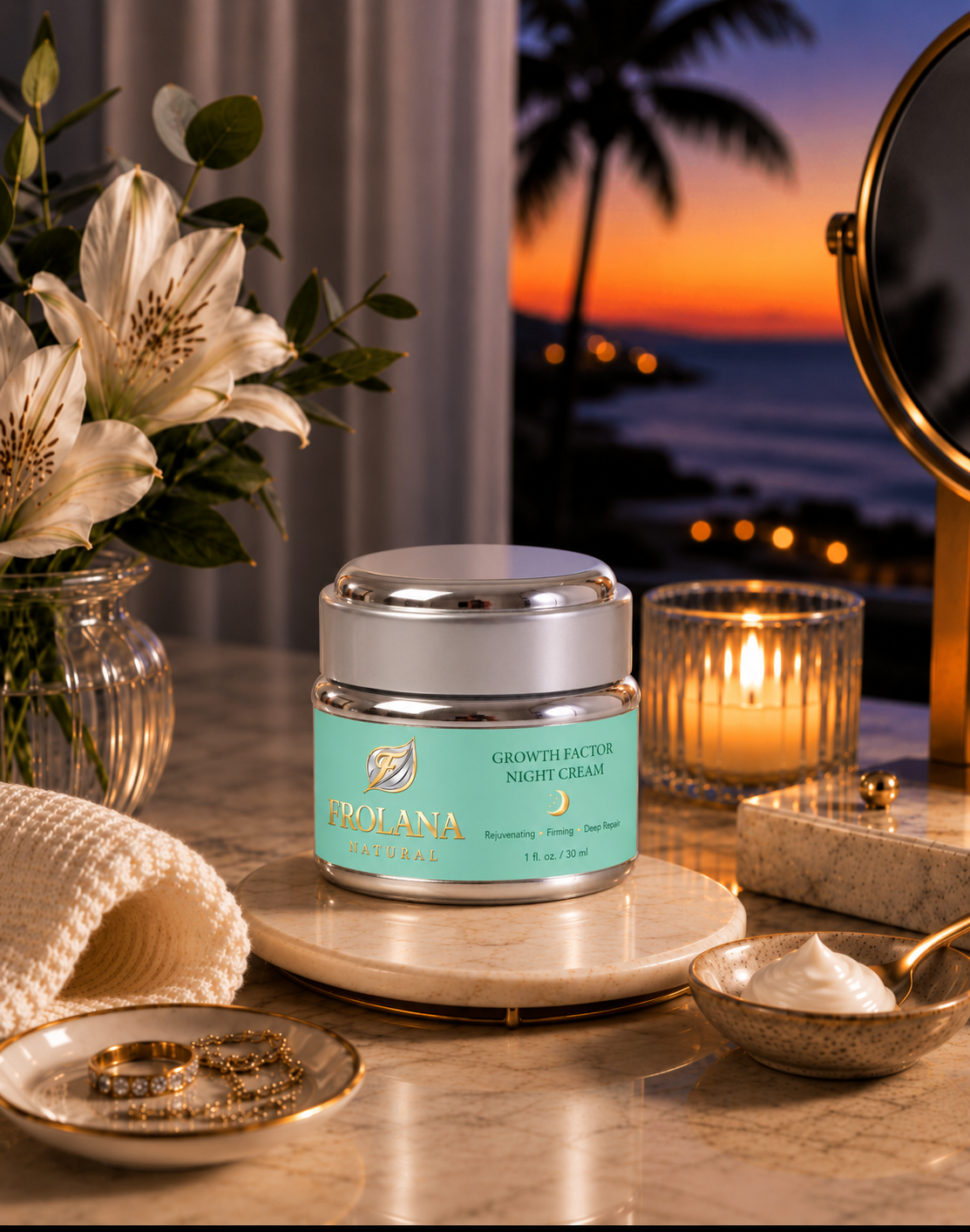 Frolana Natural Growth Factor Night Cream from the Overnight Architect evening ritual