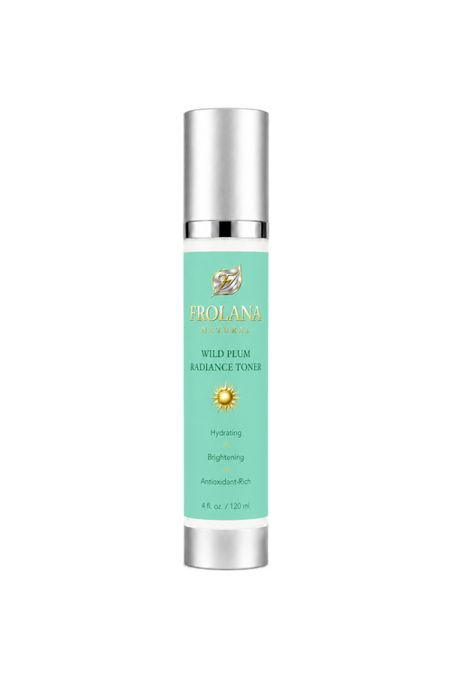 Frolana Natural Wild Plum Radiance Toner, 120 ml, with Pearl Aqua label and silver pump
